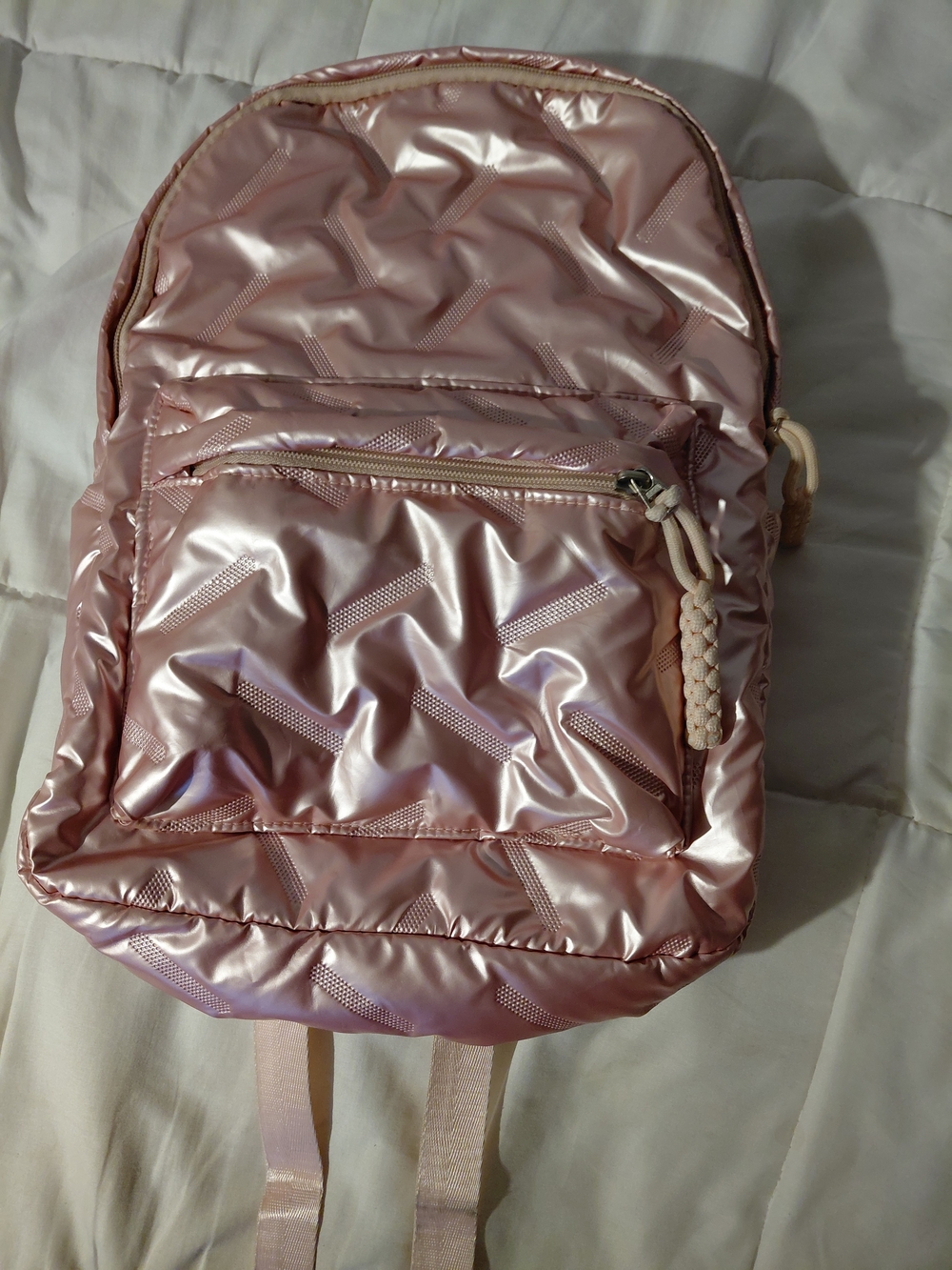 Girls School Backpack Puffer Shiny Pink NWOT